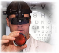 A vision doctor with testing equipment